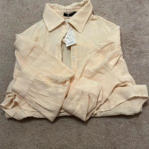 cream automet button down shirt for women size 11 cream color